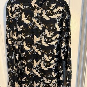 Men's Black Crane Print Shirt